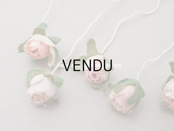 画像11: アンティーク 小さな薔薇の布花 5〜6ピースのセット パウダーピンク ドール用 (11)