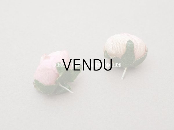 画像6: アンティーク 小さな薔薇の布花 2ピースのセット ベビーピンク ドール用 (6)