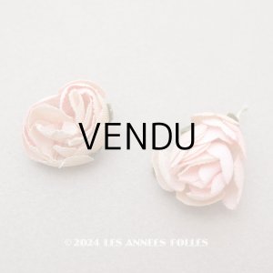 画像: アンティーク 小さな薔薇の布花 2ピースのセット ベビーピンク ドール用