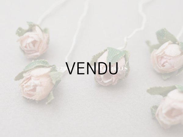 画像7: アンティーク 小さな薔薇の布花 5〜6ピースのセット パウダーピンク ドール用 (7)