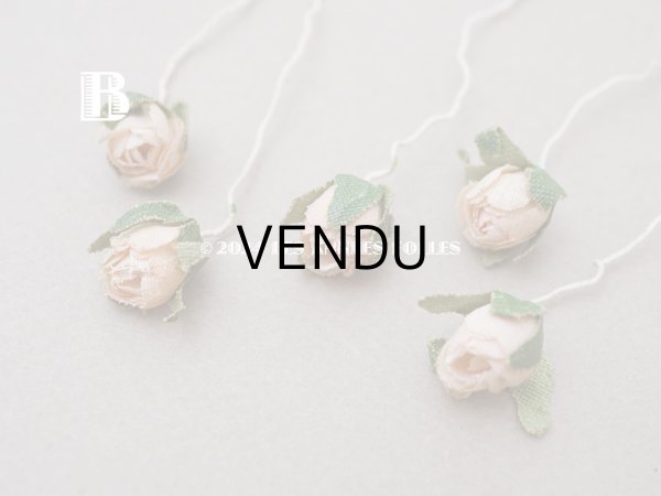 画像6: アンティーク 小さな薔薇の布花 5〜6ピースのセット パウダーピンク ドール用 (6)