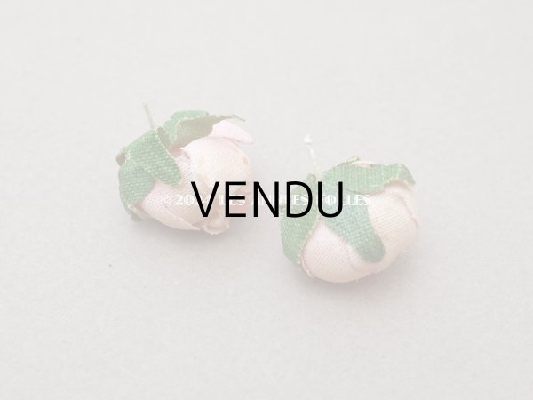 画像7: アンティーク 小さな薔薇の布花 2ピースのセット ベビーピンク ドール用 (7)