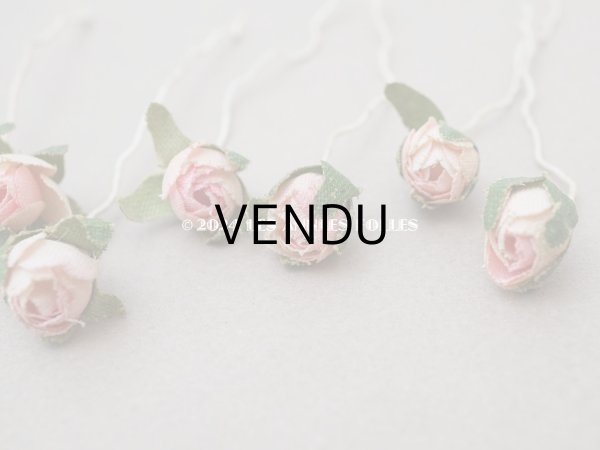 画像12: アンティーク 小さな薔薇の布花 5〜6ピースのセット パウダーピンク ドール用 (12)