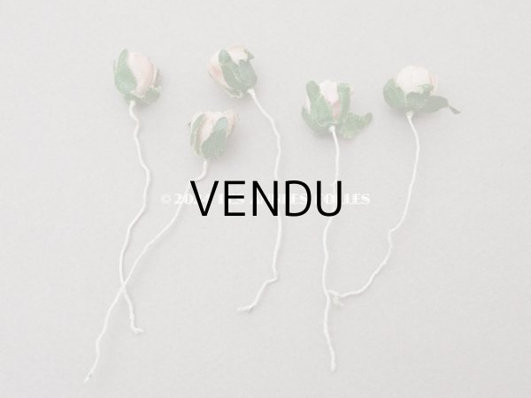 画像8: アンティーク 小さな薔薇の布花 5〜6ピースのセット パウダーピンク ドール用 (8)