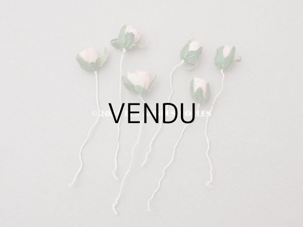 画像13: アンティーク 小さな薔薇の布花 5〜6ピースのセット パウダーピンク ドール用 (13)