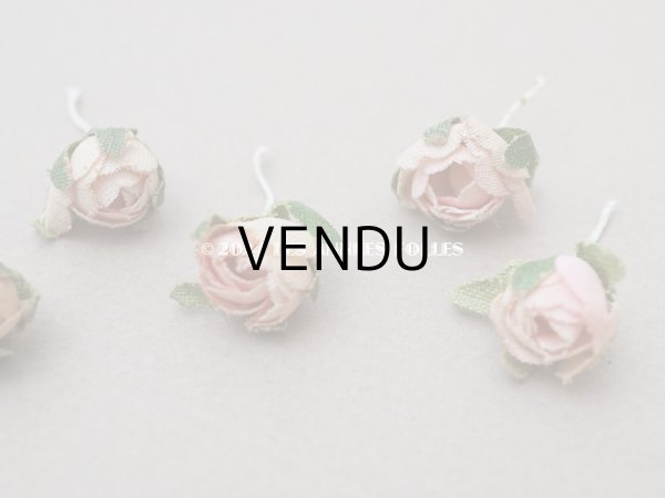 画像4: アンティーク 小さな薔薇の布花 5〜6ピースのセット パウダーピンク ドール用 (4)