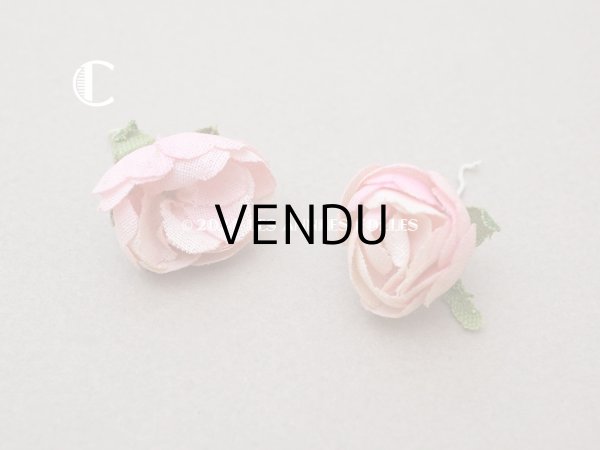 画像8: アンティーク 小さな薔薇の布花 2ピースのセット ベビーピンク ドール用 (8)