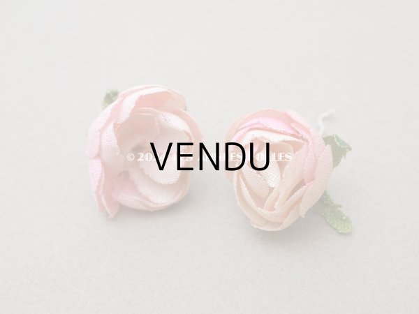 画像9: アンティーク 小さな薔薇の布花 2ピースのセット ベビーピンク ドール用 (9)