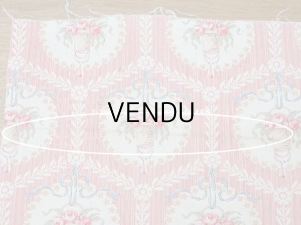 画像8: 【セール対象外】アンティーク  ローズパニエ柄 ファブリック 2点セット 81×49〜54cm & 35×60〜63cm (8)