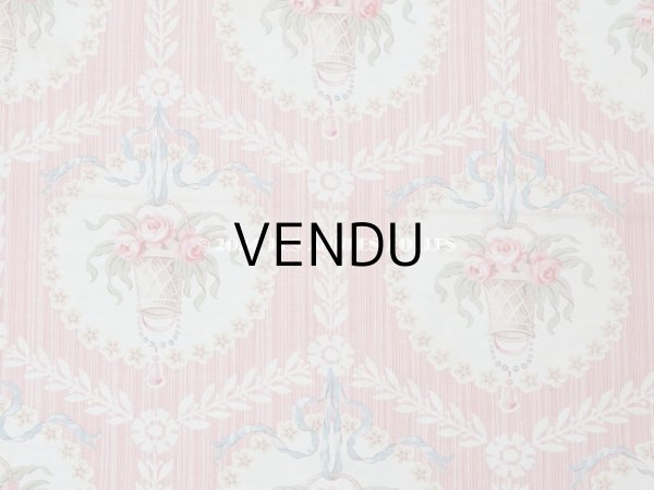 画像14: 【セール対象外】アンティーク  ローズパニエ柄 ファブリック 2点セット 81×49〜54cm & 35×60〜63cm (14)