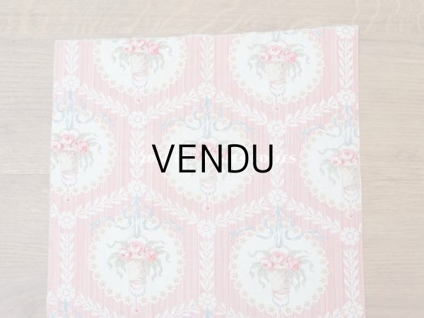 画像12: 【セール対象外】アンティーク  ローズパニエ柄 ファブリック 2点セット 81×49〜54cm & 35×60〜63cm (12)