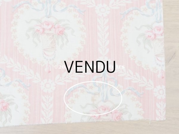 画像7: 【セール対象外】アンティーク  ローズパニエ柄 ファブリック 2点セット 81×49〜54cm & 35×60〜63cm (7)