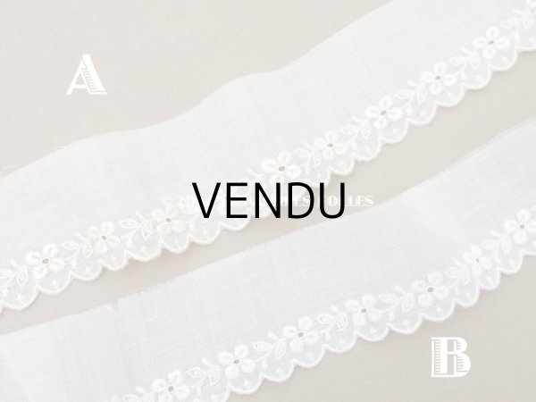 画像6: 19世紀末 アンティーク 花刺繍のスカラップレース オーガンジー 3.6cm幅  (6)