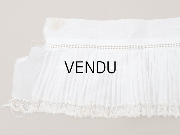 画像3: 【セール対象外】アンティーク 幅広 プリーツ レースの縁取り 10.5cm幅 51cm チュールレース ライン入り (3)