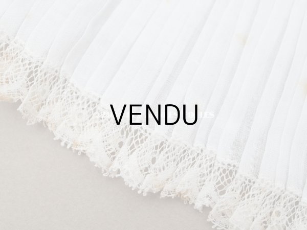 画像7: 【セール対象外】アンティーク 幅広 プリーツ レースの縁取り 10.5cm幅 51cm チュールレース ライン入り (7)