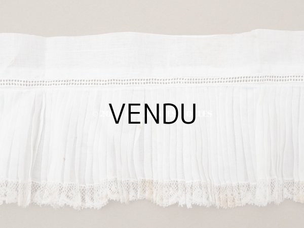 画像4: 【セール対象外】アンティーク 幅広 プリーツ レースの縁取り 10.5cm幅 51cm チュールレース ライン入り (4)