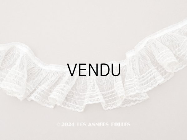 画像1: 【セール対象外】アンティーク フリルレース チュールレース エクリュ 85cm 6.3cm幅  (1)