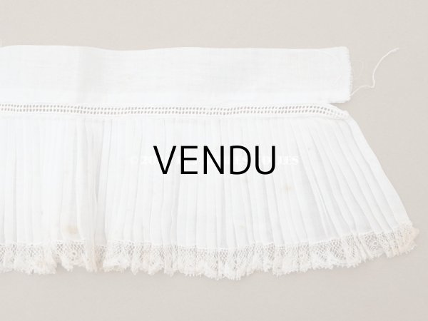 画像6: 【セール対象外】アンティーク 幅広 プリーツ レースの縁取り 10.5cm幅 51cm チュールレース ライン入り (6)