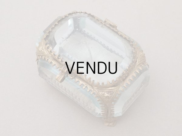 画像7: 19世紀末 アンティーク 小さなジュエリーボックス カーキグレイのシルククッション  (7)