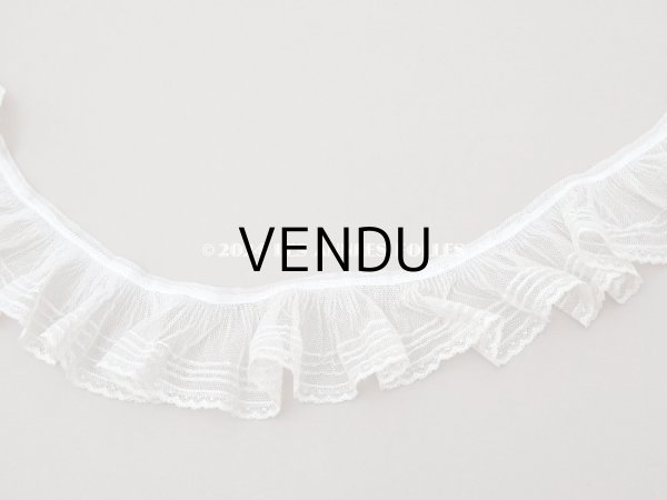 画像4: 【セール対象外】アンティーク フリルレース チュールレース エクリュ 85cm 6.3cm幅  (4)