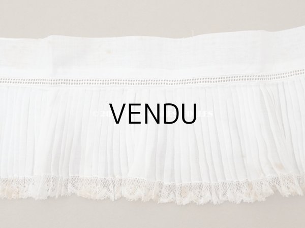 画像5: 【セール対象外】アンティーク 幅広 プリーツ レースの縁取り 10.5cm幅 51cm チュールレース ライン入り (5)