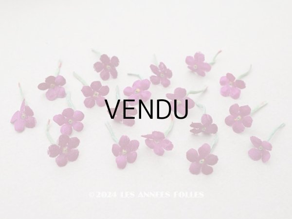 画像1: アンティーク 勿忘草の布花  赤紫 19ピースのセット 約15mm (1)