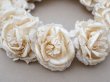 画像7: アンティーク シルクサテン 薔薇の布花のティアラ 花冠  エクリュ＆オフホワイト (7)