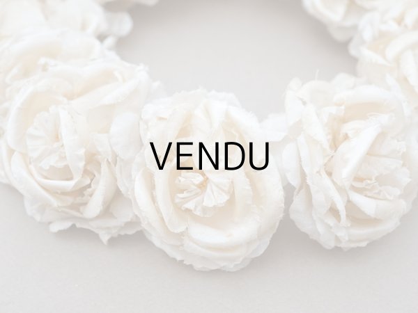 画像7: アンティーク シルクサテン 薔薇の布花のティアラ 花冠  エクリュ＆オフホワイト (7)