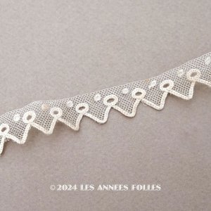 画像: アンティーク スカラップレース ドット刺繍入り エクリュのチュールレース 1.5cm幅