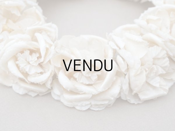 画像6: アンティーク シルクサテン 薔薇の布花のティアラ 花冠  エクリュ＆オフホワイト (6)