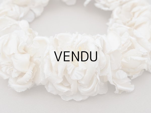 画像10: アンティーク シルクサテン 薔薇の布花のティアラ 花冠  エクリュ＆オフホワイト (10)