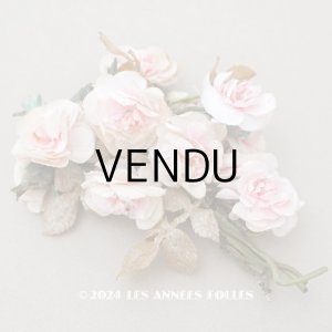 画像: アンティーク 薔薇の布花のブーケ パウダーピンク 