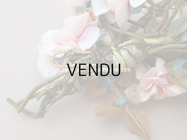 画像10: アンティーク 薔薇の布花のブーケ パウダーピンク  (10)