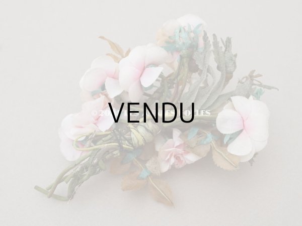 画像9: アンティーク 薔薇の布花のブーケ パウダーピンク  (9)