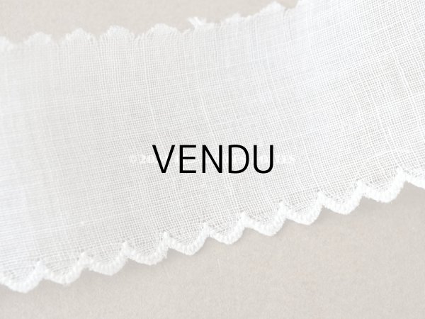 画像3: アンティーク スカラップレース 刺繍入り 1.89m 3.3cm幅 コットンオーガンジー (3)