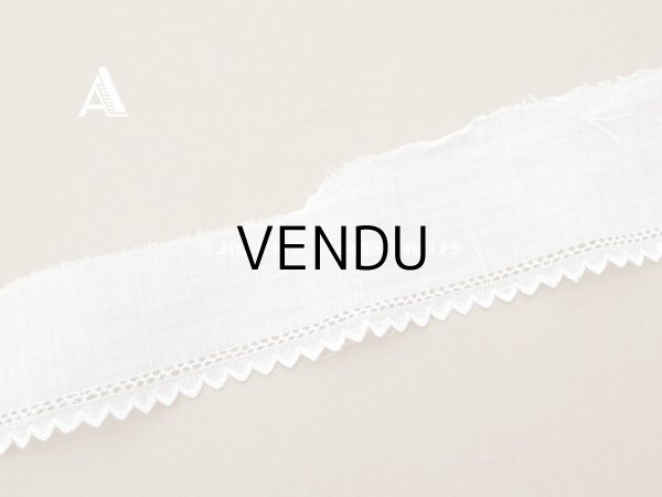 画像5: アンティーク スカラップレース 刺繍入り 5cm幅 コットンオーガンジー (5)