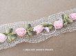 画像4: 未使用 アンティーク シルク製 薔薇のロココトリム パウダーピンク 50cm (4)