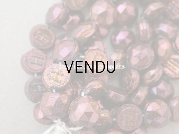 画像4: アンティーク  イニシャル入り ガラスビーズ フレンチジェット ラウンド型 カット入り 8mm 約45ピース ブラウン (4)