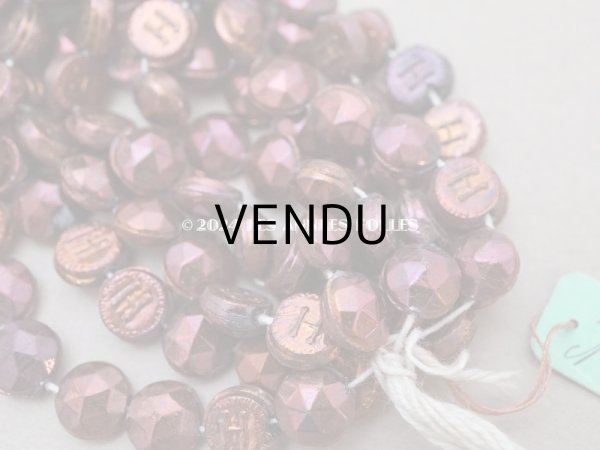 画像6: アンティーク  イニシャル入り ガラスビーズ フレンチジェット ラウンド型 カット入り 8mm 約45ピース ブラウン (6)