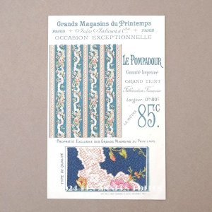 画像: アンティーク プランタン 薔薇のガーランド 生地見本 LE POMPADOUR - GRANDS MAGASINS DU PRINTEMPS -