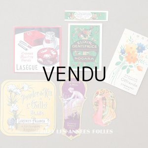 画像: アンティーク *蚤の市セット* パフュームラベル&サシェ&パフュームカードのセット