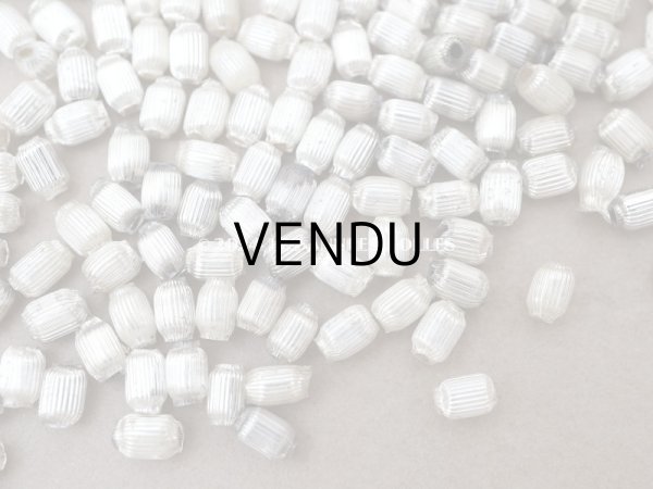 画像4: アンティーク 極小 スフレビーズ ライン入り 筒型 シルバー 3×5mm 600ピース 吹きガラス製ビーズ  (4)