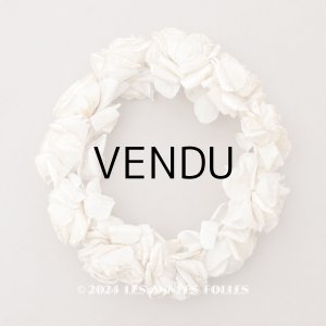 画像: *蚤の市*アンティーク シルクサテン 薔薇の布花のティアラ 花冠 エクリュ&オフホワイト