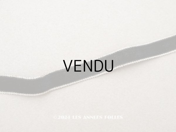 画像5: 19世紀末 アンティーク シルク製 黒 ベルベットリボン ホワイトの縁取り 1m 10mm幅  (5)