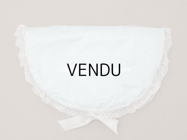 画像6: アンティーク 水色のシルク製ロココトリム ハンカチ用ポシェット シルクサテン＆レース  (6)