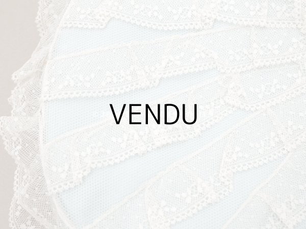 画像4: アンティーク 水色のシルク製ロココトリム ハンカチ用ポシェット シルクサテン＆レース  (4)