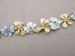 画像2: 19世紀末 アンティーク シルク＆メタル製 ロココトリム 3色のブルーの花 (2)