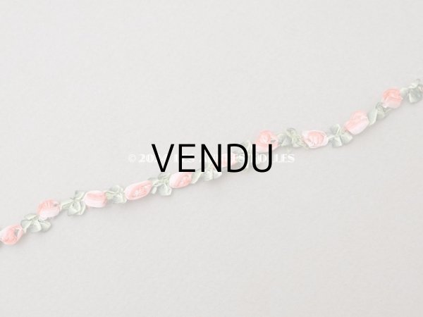 画像3: アンティーク シルク製 薔薇のロココトリム ピンクオレンジ ロココリボン 25cm (3)
