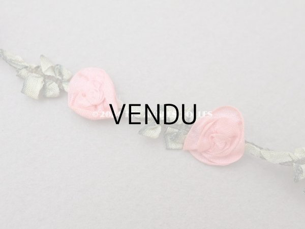 画像3: アンティーク シルク製 ロココトリム ピンクの薔薇 ロココリボン 30cm (3)