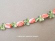 画像1: アンティーク シルク製 薔薇のロココトリム ピンクオレンジ ロココリボン 25cm (1)